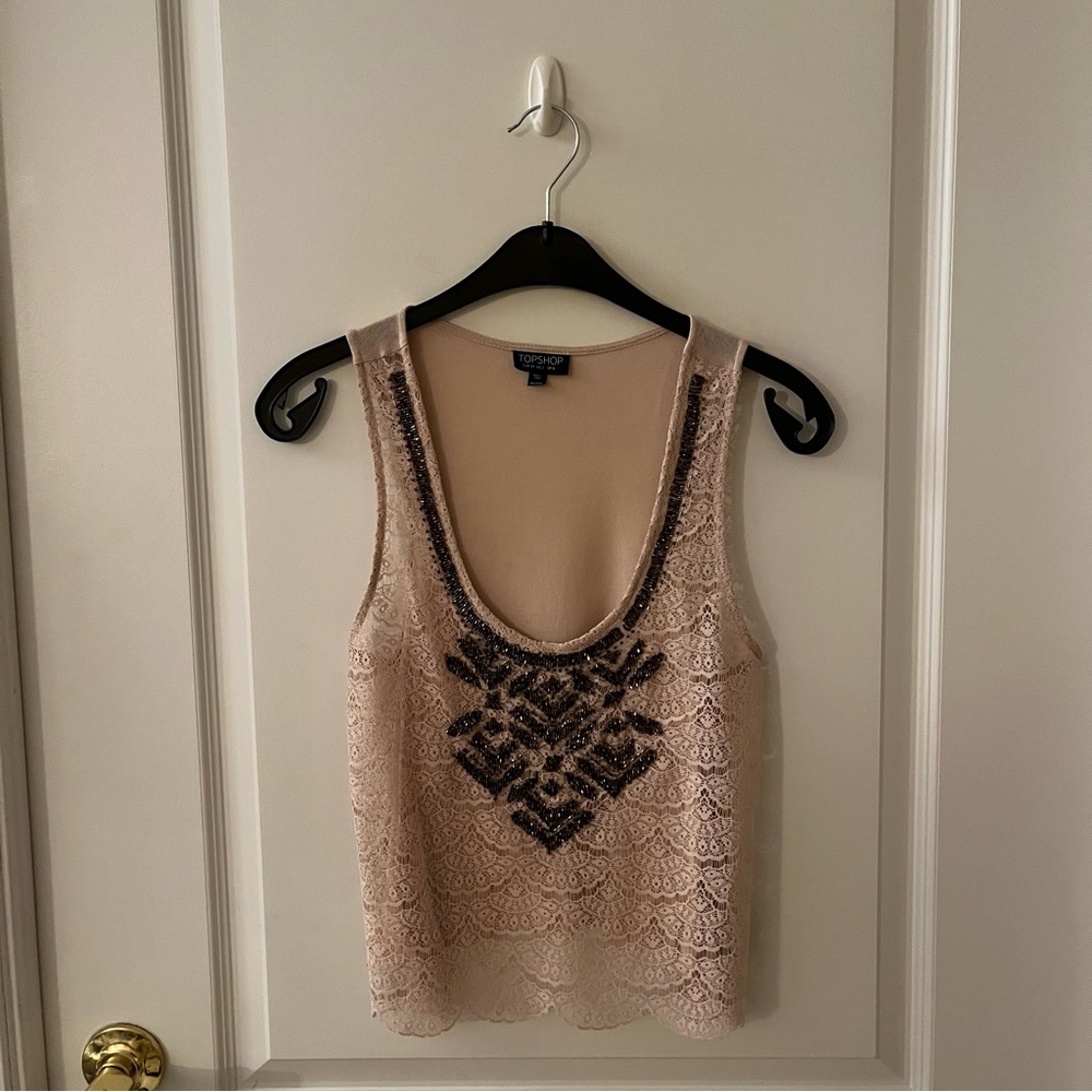 Topshop Beaded Cropped Tank